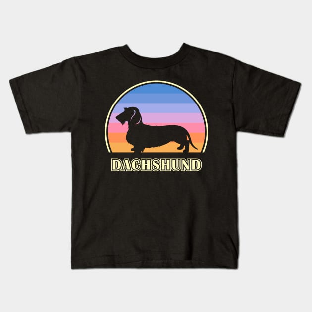 Wirehaired Dachshund Vintage Sunset Dog Kids T-Shirt by millersye